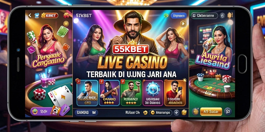Tampilan gameplay interaktif Live Casino di 55KBET.