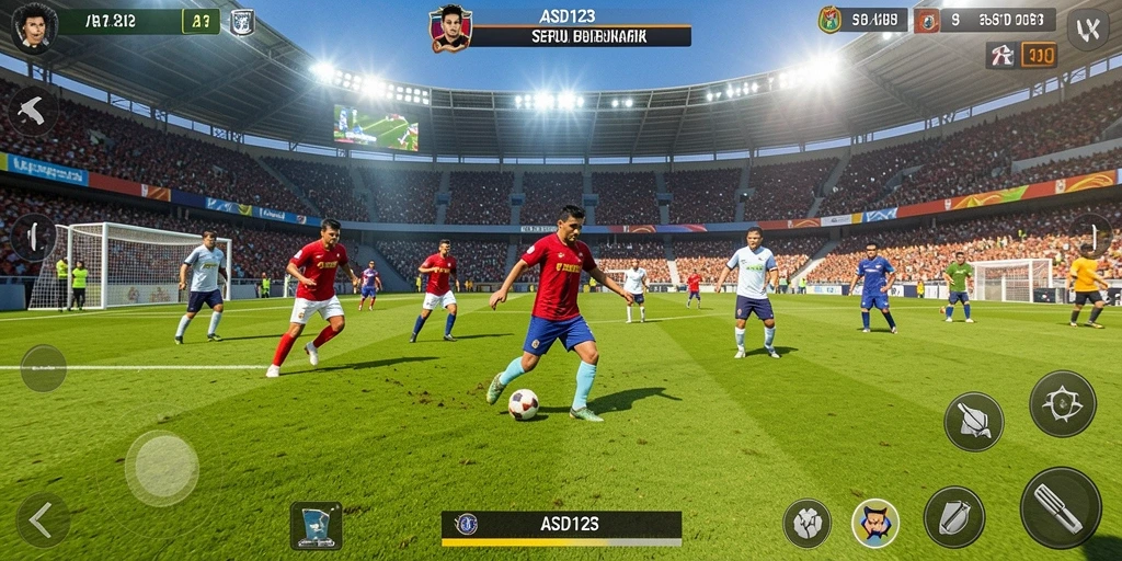 Screenshot gameplay ASD123 yang menampilkan aksi seru dalam permainan sepak bola.