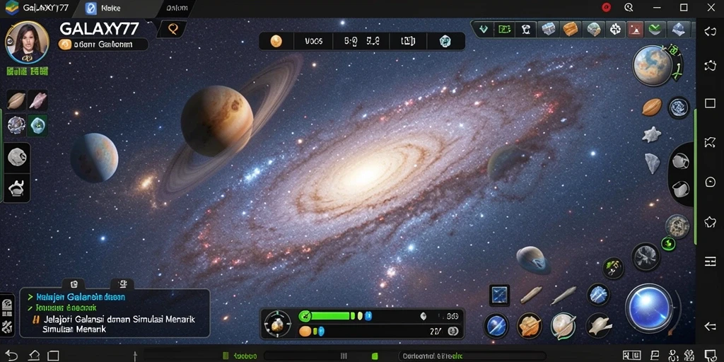 Tampilan menarik dari gameplay GALAXY77 saat menjelajahi galaksi.
