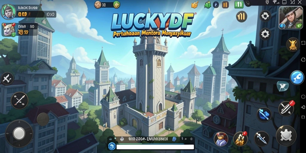 Tampilan gameplay LUCKYDF yang menegangkan dan penuh strategi Tower Defense.
