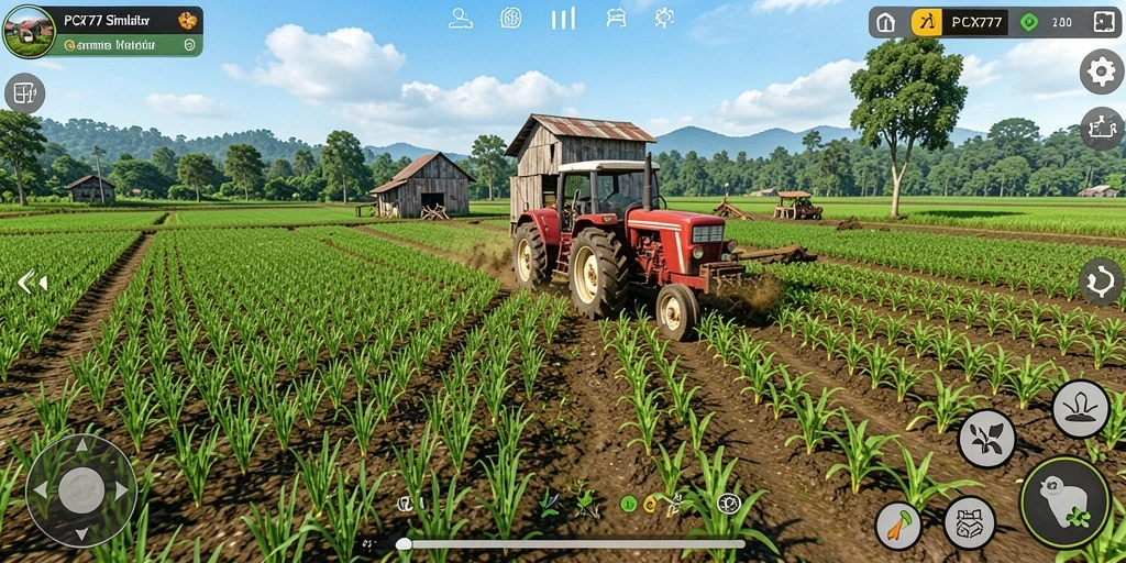 Screenshot utama PCX777 menampilkan aktivitas berkebun yang seru dan interaktif.