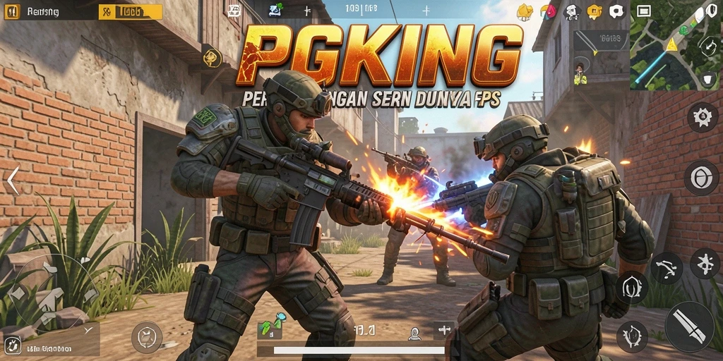 Tangkapan layar gameplay PGKING dengan aksi tembak-menembak yang intens.