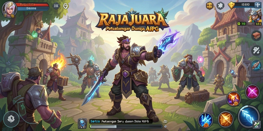 Tampilan seru dari gameplay RAJAJUARA di dunia fantasi.