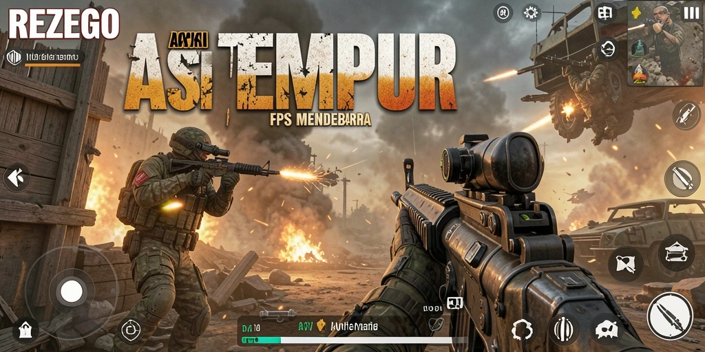 Gameplay intens dari REZEGO dalam pertempuran FPS.