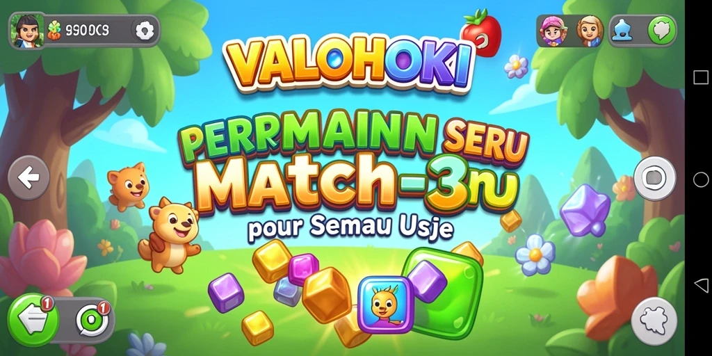 Tampilan gameplay seru dari VALOHOKI dengan elemen Match-3 yang menarik.