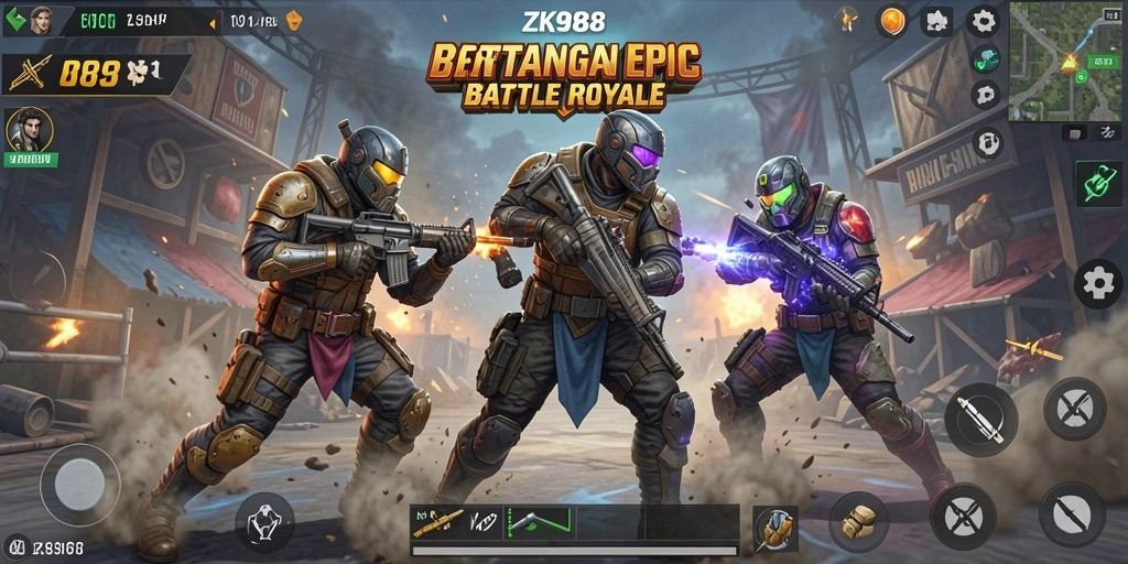 Tangkapan layar menampilkan aksi mendebarkan dalam game Battle Royale.